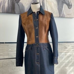 Dolce & Gabbana Demin Coat with Pony Hair Detail